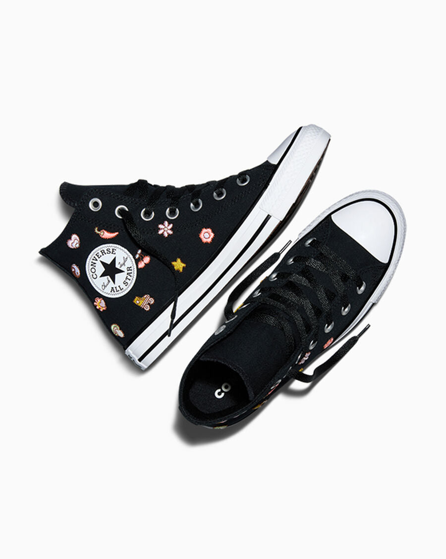 Women's Embroidered Canvas High-Top Sneaker - Black/New Found Bloom