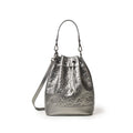 Medium Vegan Leather Bucket Bag - Platinum