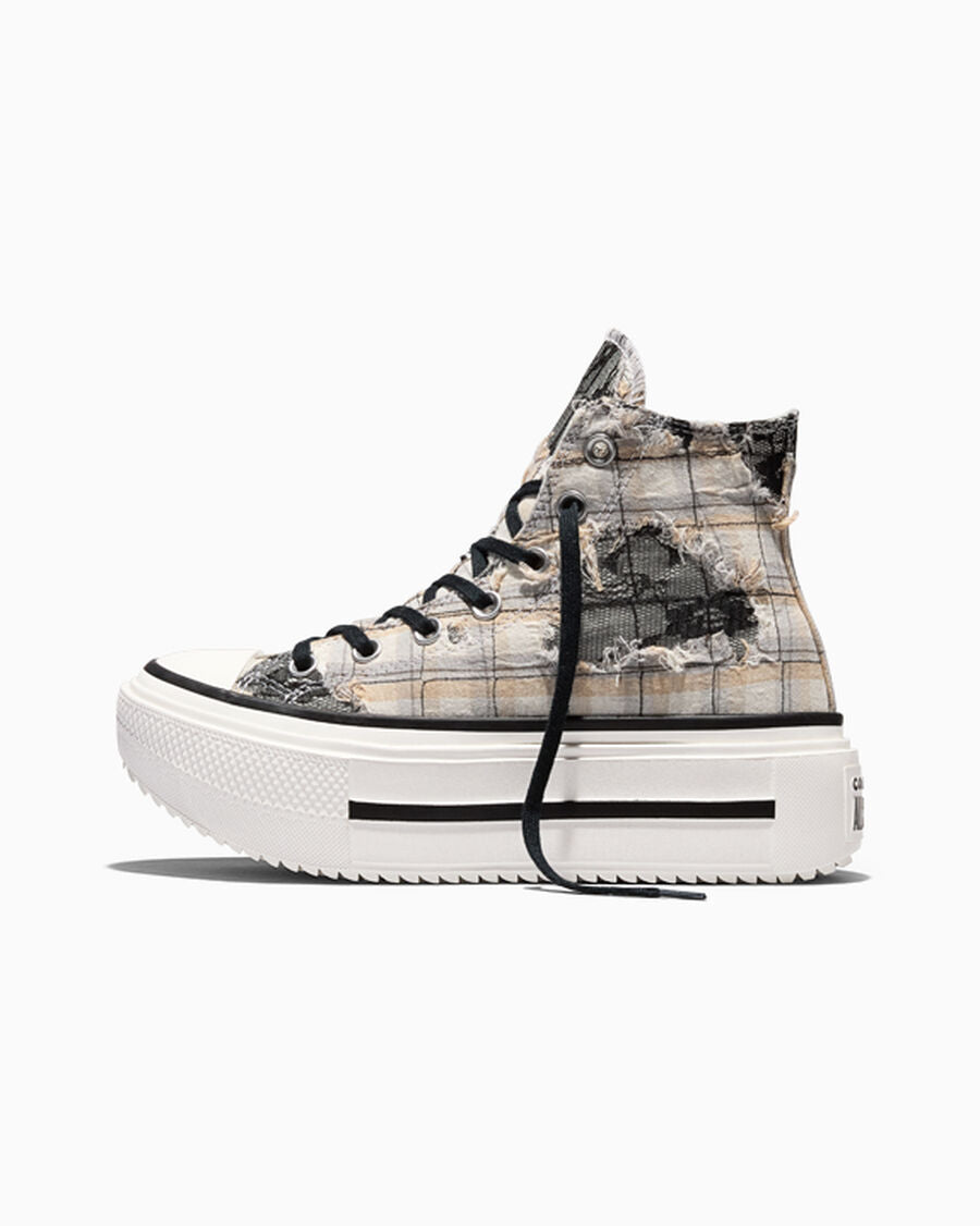 Plaid Lace Platform High Top Sneaker