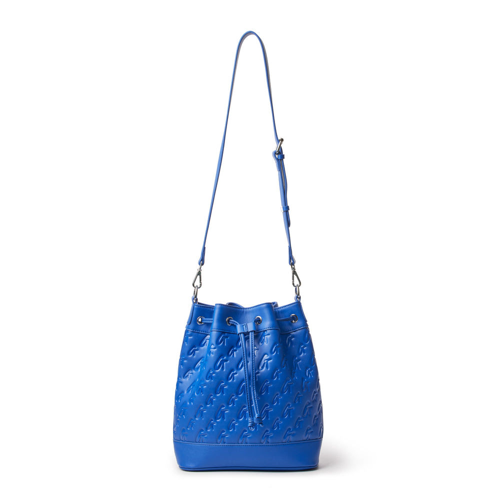 Large Vegan Leather Bucket Bag - Blue