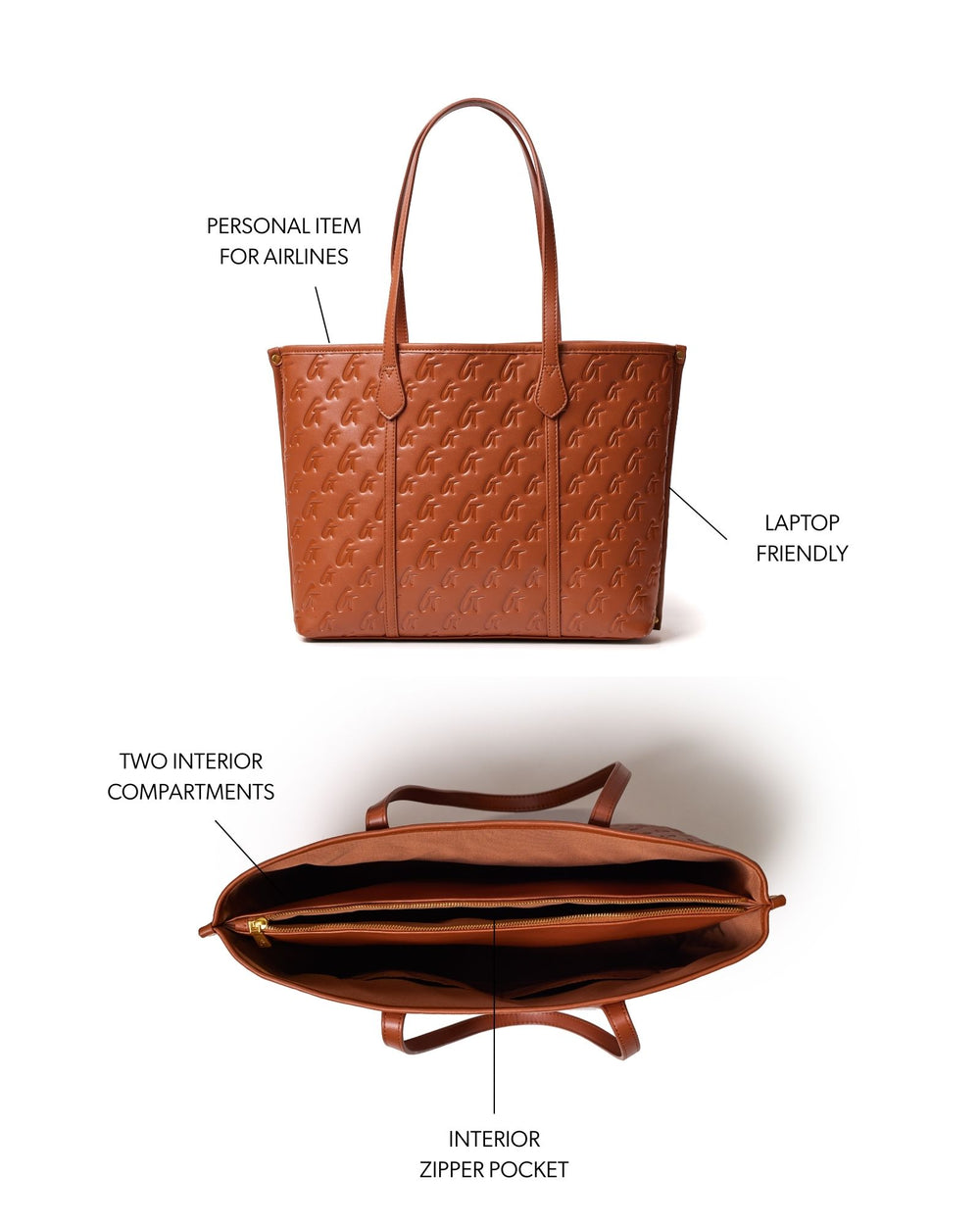 Vegan Leather Laptop Tote - Brown