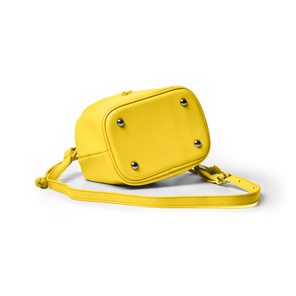 Mini Vegan Leather Bucket Bag - Yellow