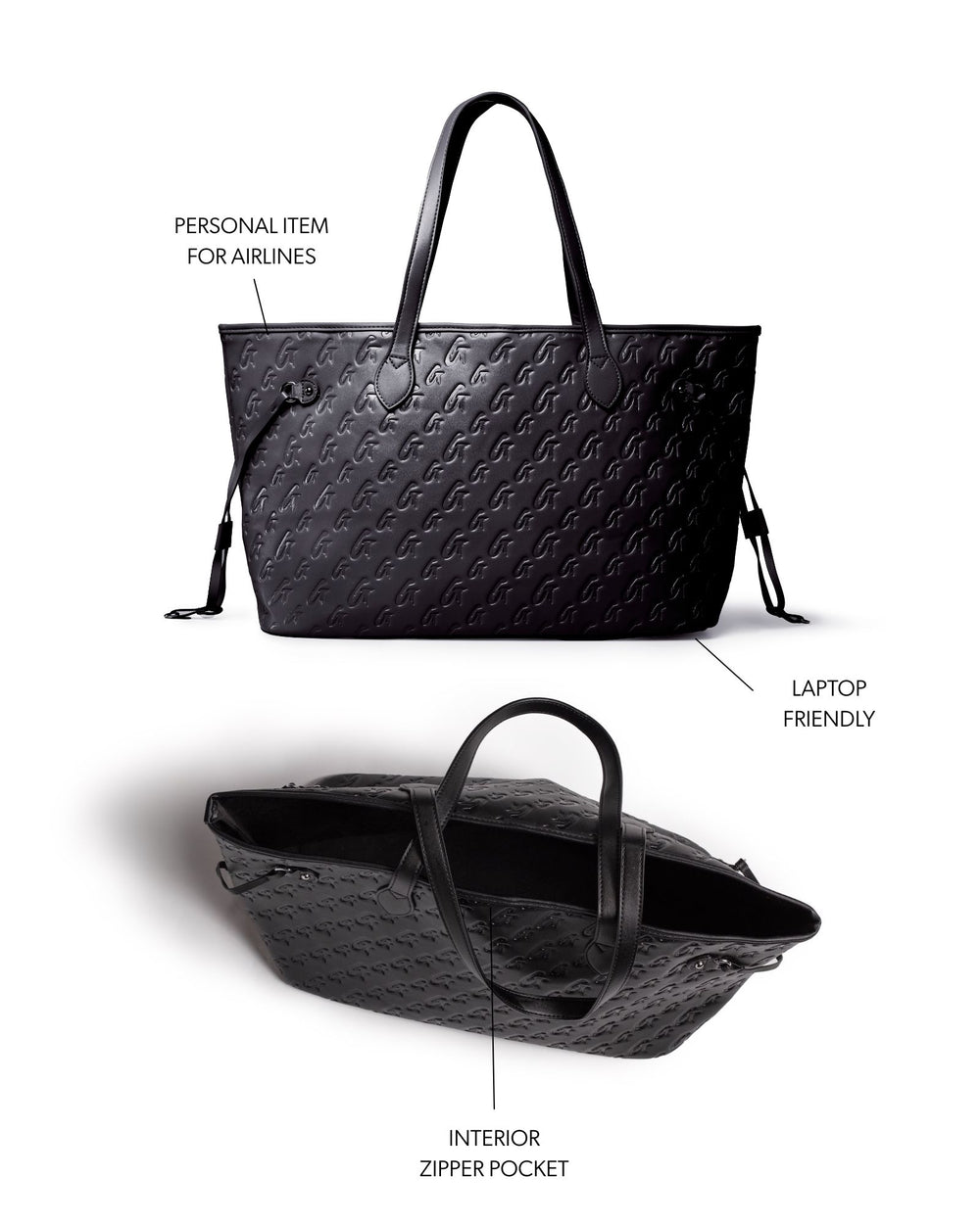Vegan Leather Laptop Tote - Black