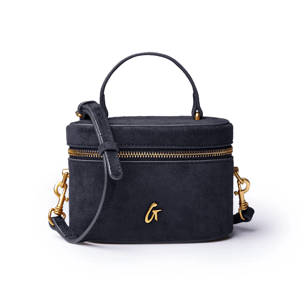 Mini Vegan Suede Top Handle Bag - Black