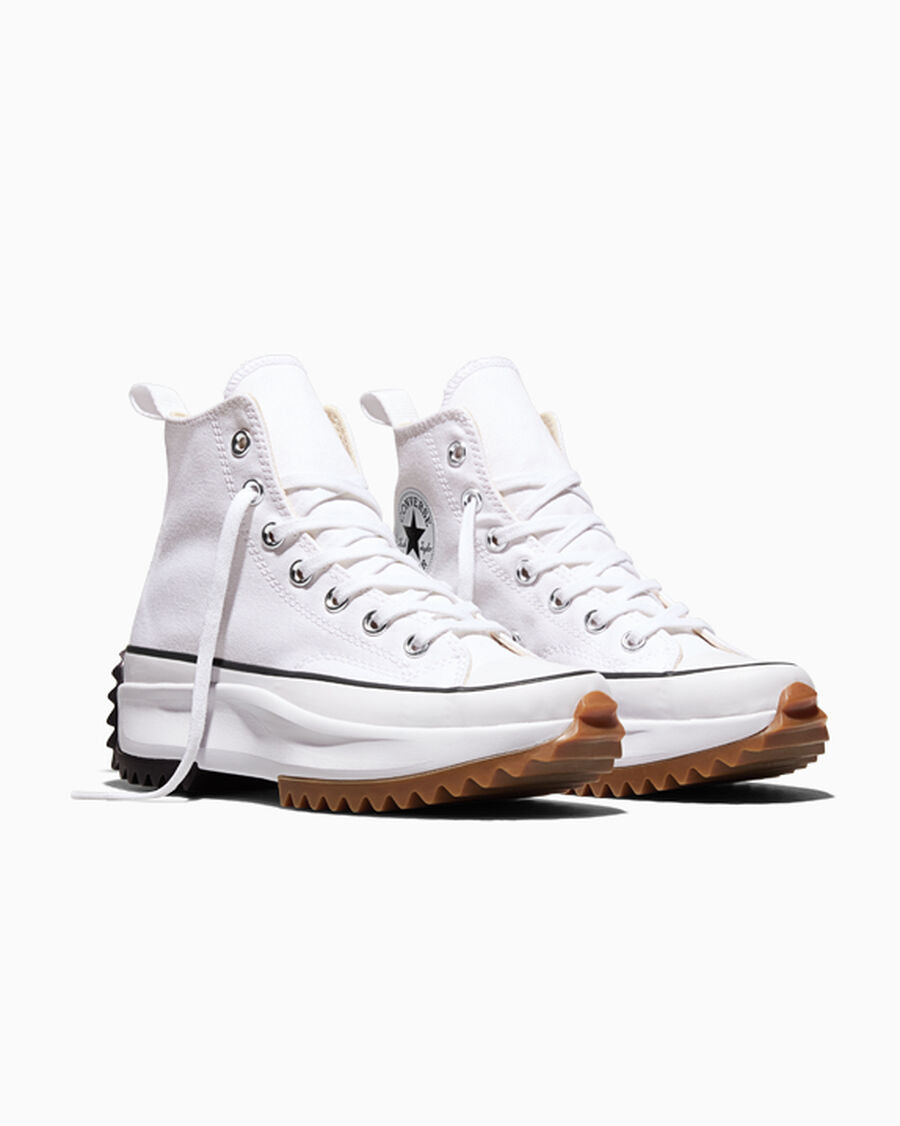 Canvas Platform High-Top Sneaker - White/Black/Gum