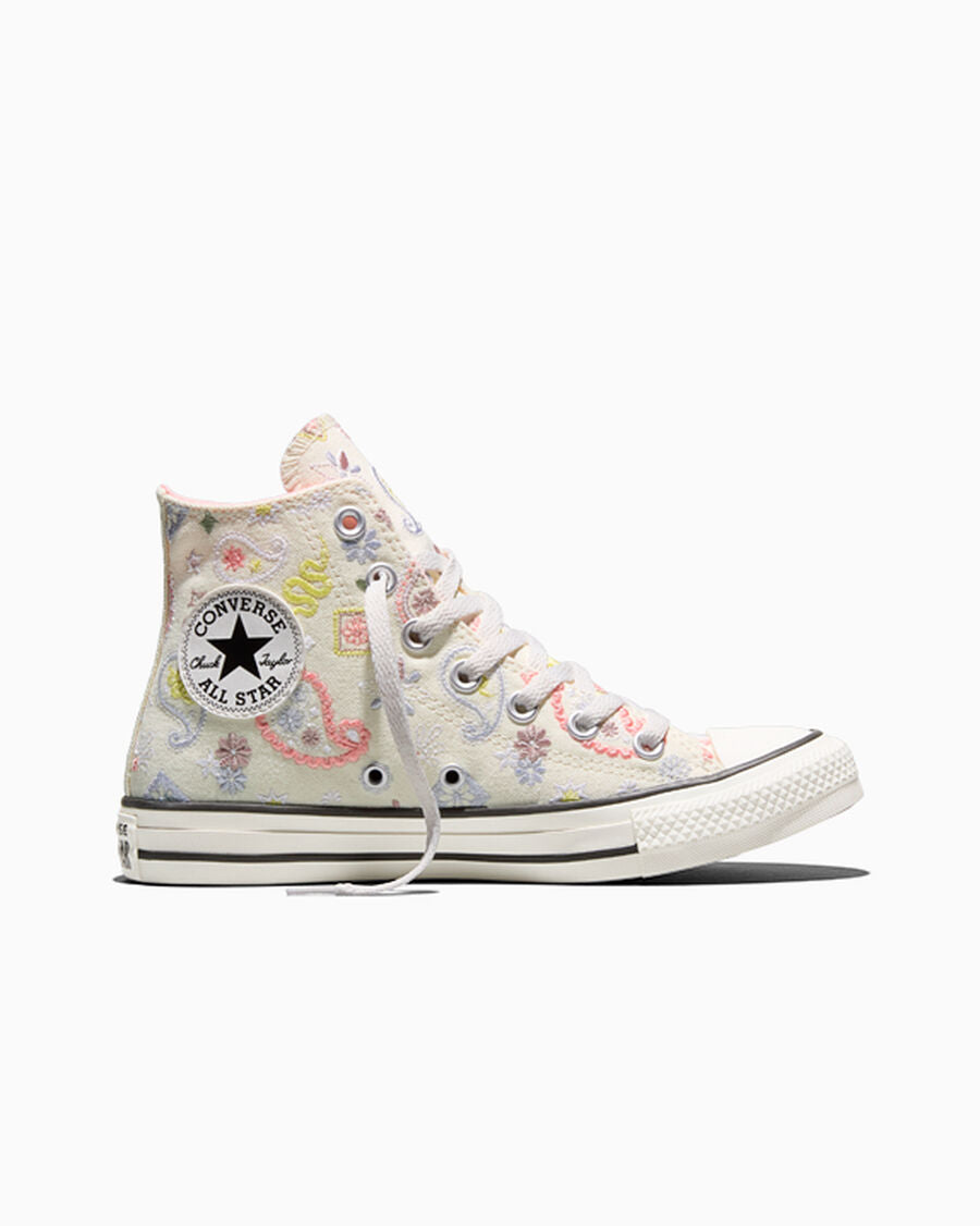 Embroidered Canvas High-Top Sneaker - Paisley