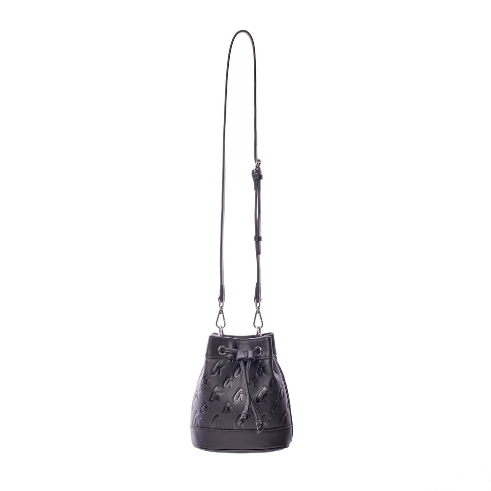 Mini Vegan Leather Bucket Bag - Black