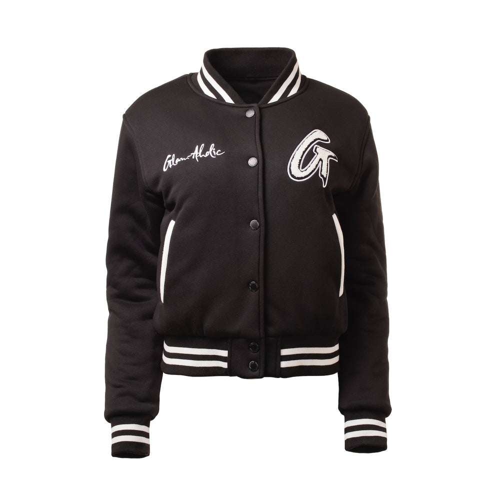 Cotton Blend Varsity Jacket - Black