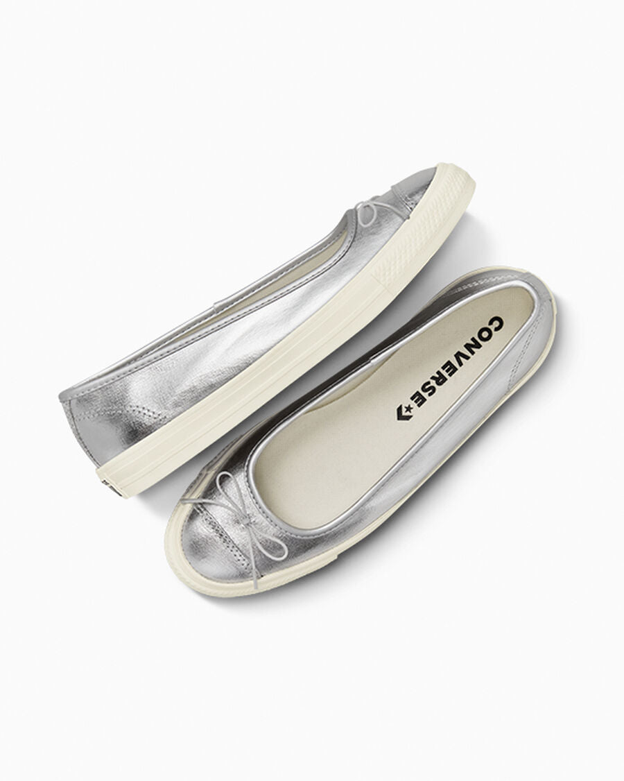 Metallic Canvas Ballet Flat - Women's - Silver/Egret/Silver