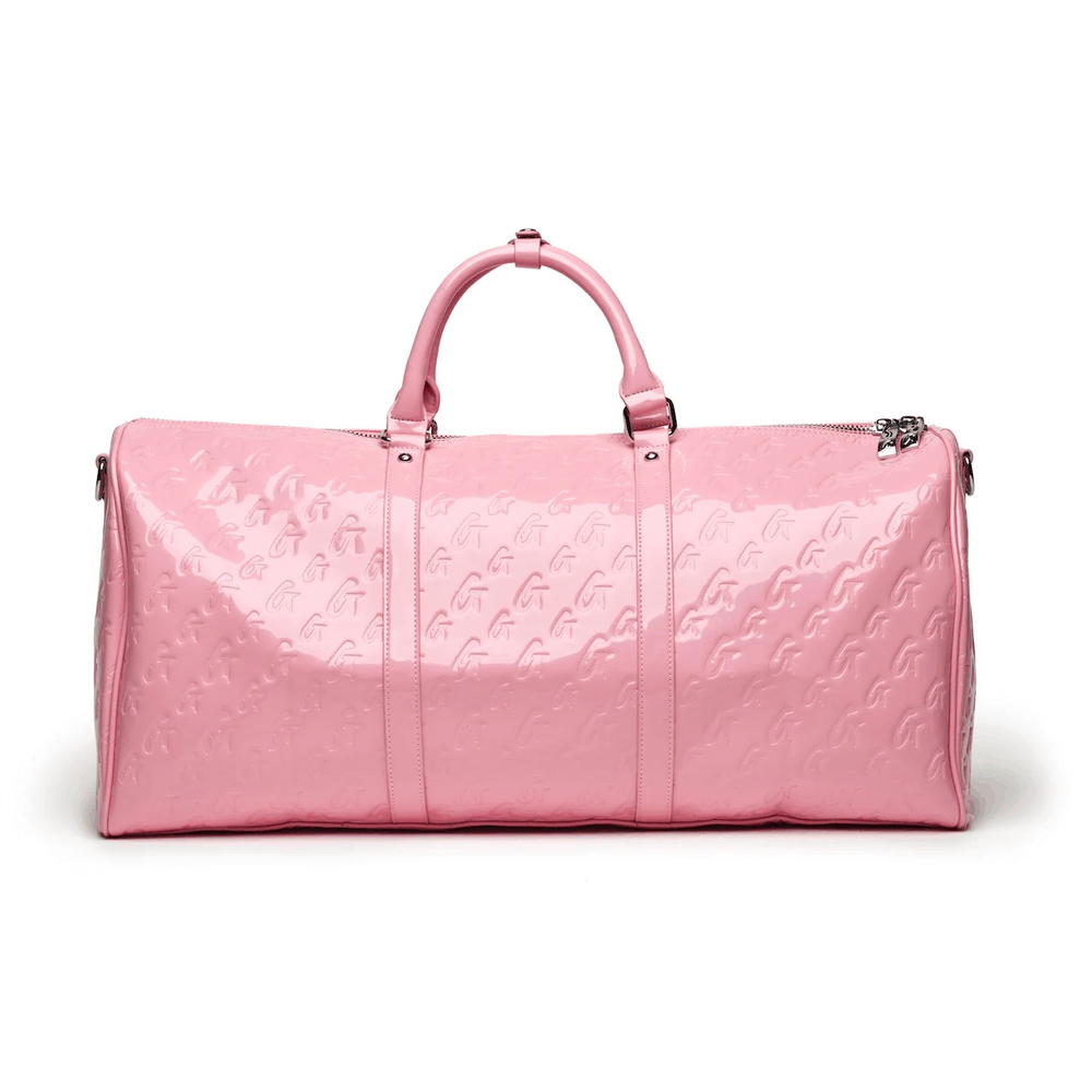 Mirrored Vegan Leather Duffle Bag - Pink