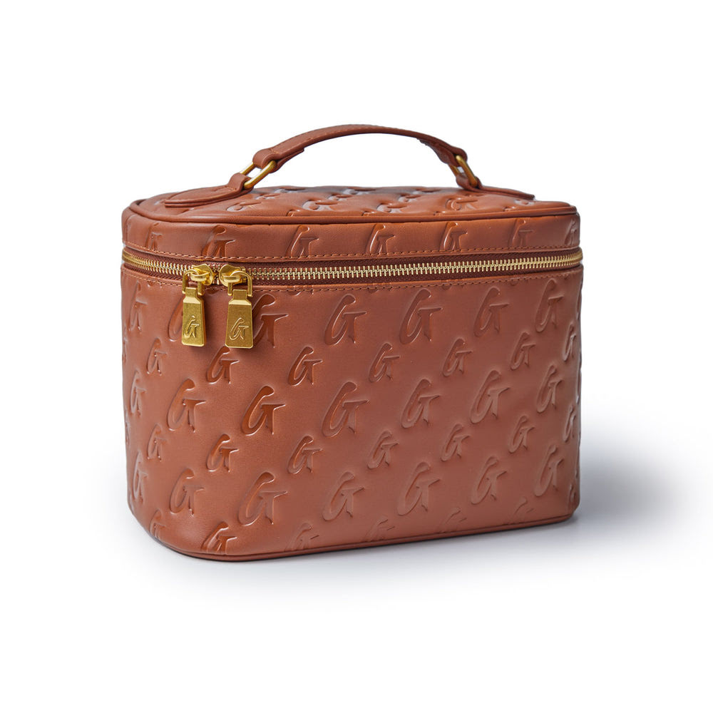 Large Vegan Leather Toiletry Bag - Brown