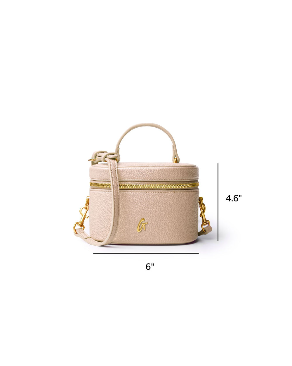 Mini Textured Vegan Leather Vanity Bag - Nude