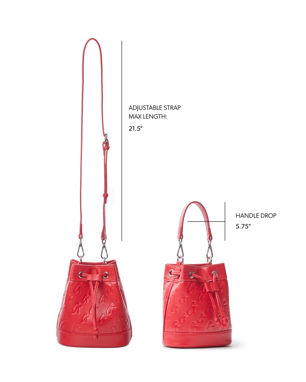 Mini Vegan Leather Bucket Bag - Red
