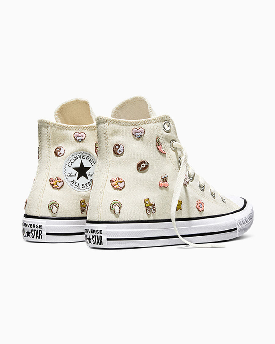Women's Embroidered Canvas High-Top Sneaker - Egret/Fresh Cut/Unearthed