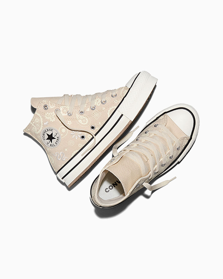 Kids Paisley Canvas Platform High Top Sneaker