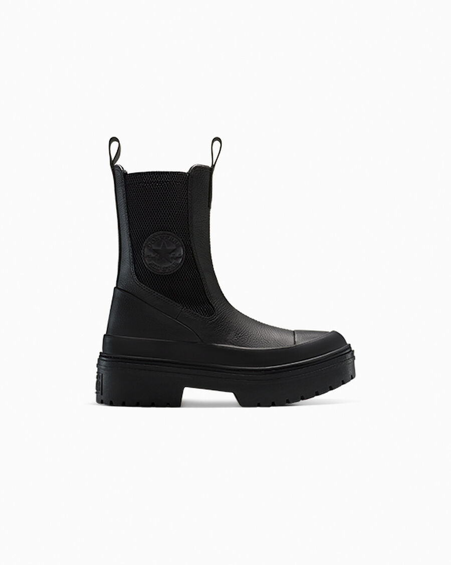 Women's Leather Lug Sole Chelsea Boot - Black - Black/Black/Black
