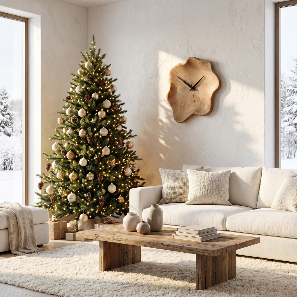 Organic Wooden Wall Clock with Natural Live Edge Design for Living Room and Entryway - view 3