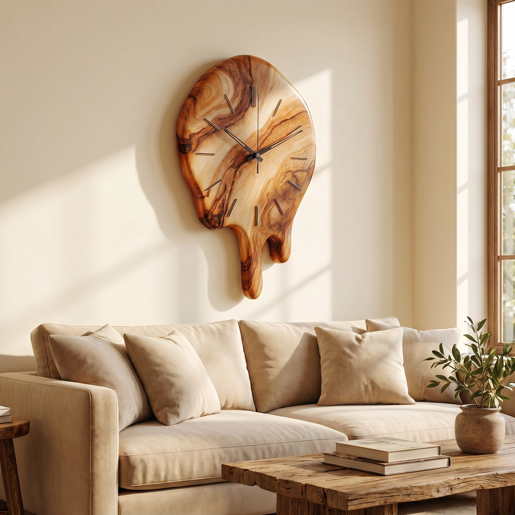 Handcrafted Wood Wall Clock with Live Edge Tree Slice Design for Living Room - view 2