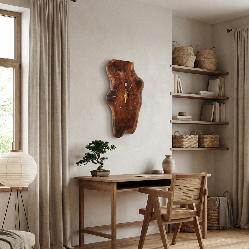 Natural Clock Wood Wall Solid Wood Living Room - view 3
