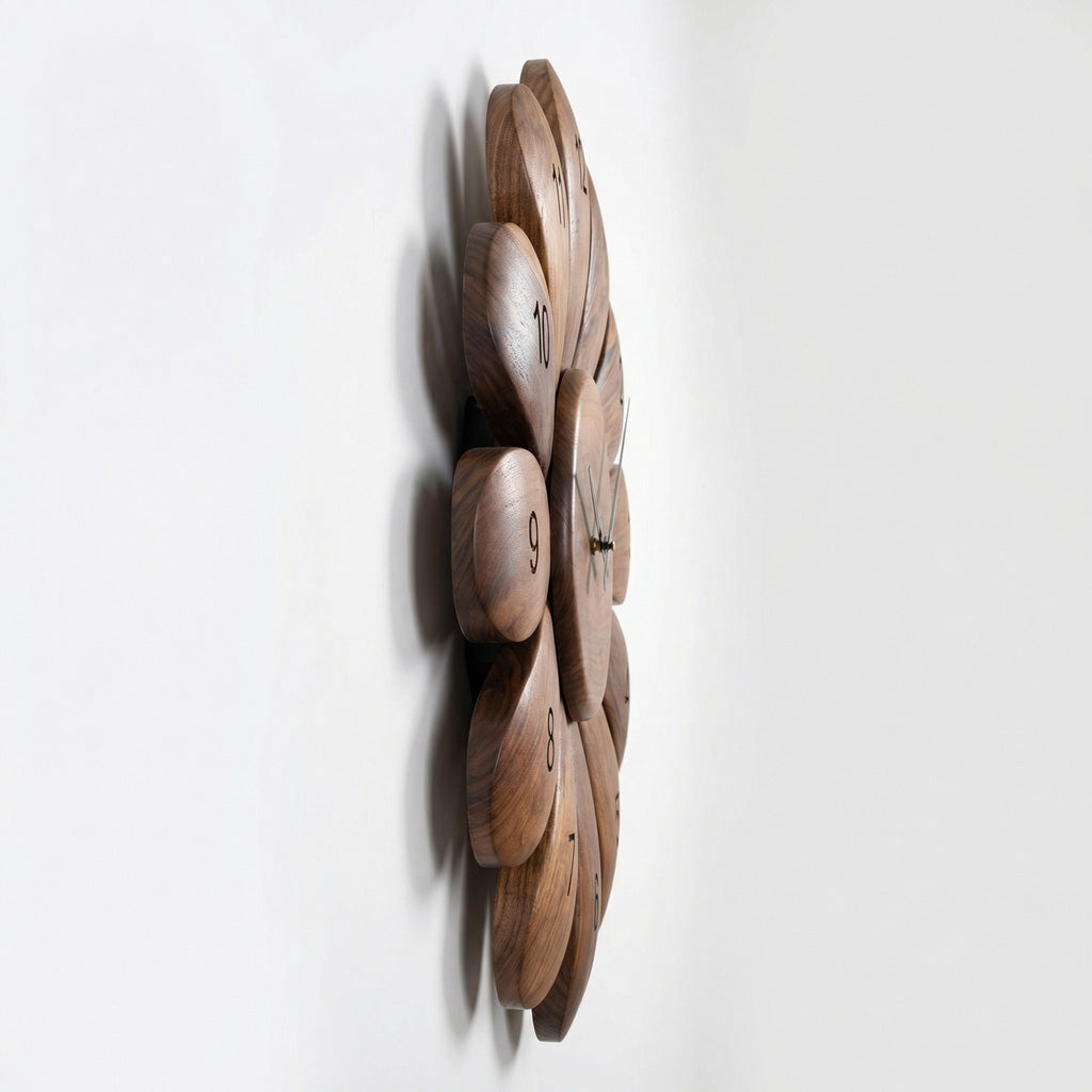 Handcrafted Wooden Wall Clock, Solid Wood Decorative Silent Timepiece - view 4