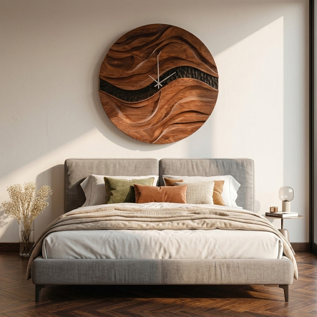 Organic Wooden Wall Clock for Living Room Decor - view 6