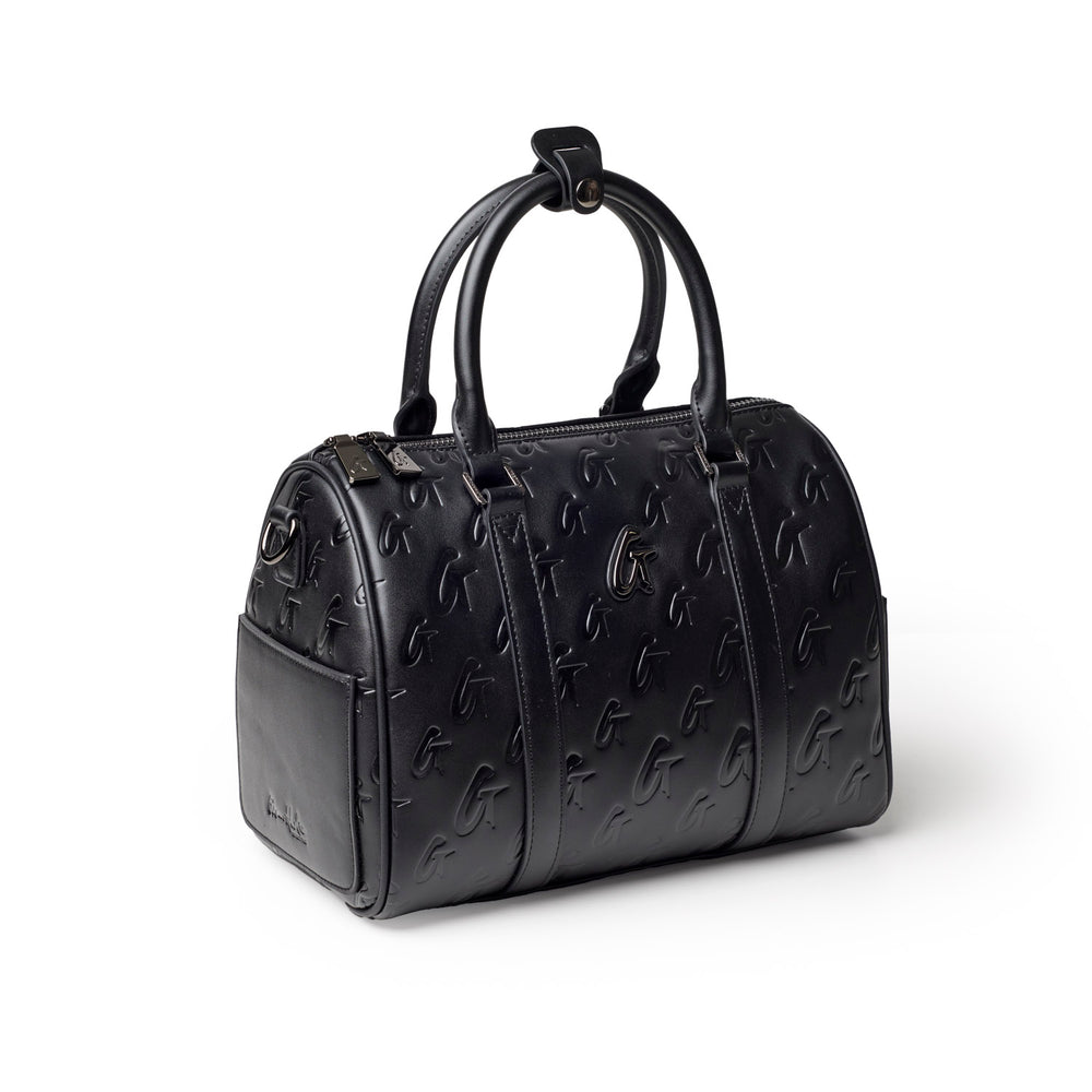 Medium Vegan Leather Boston Bag - Black