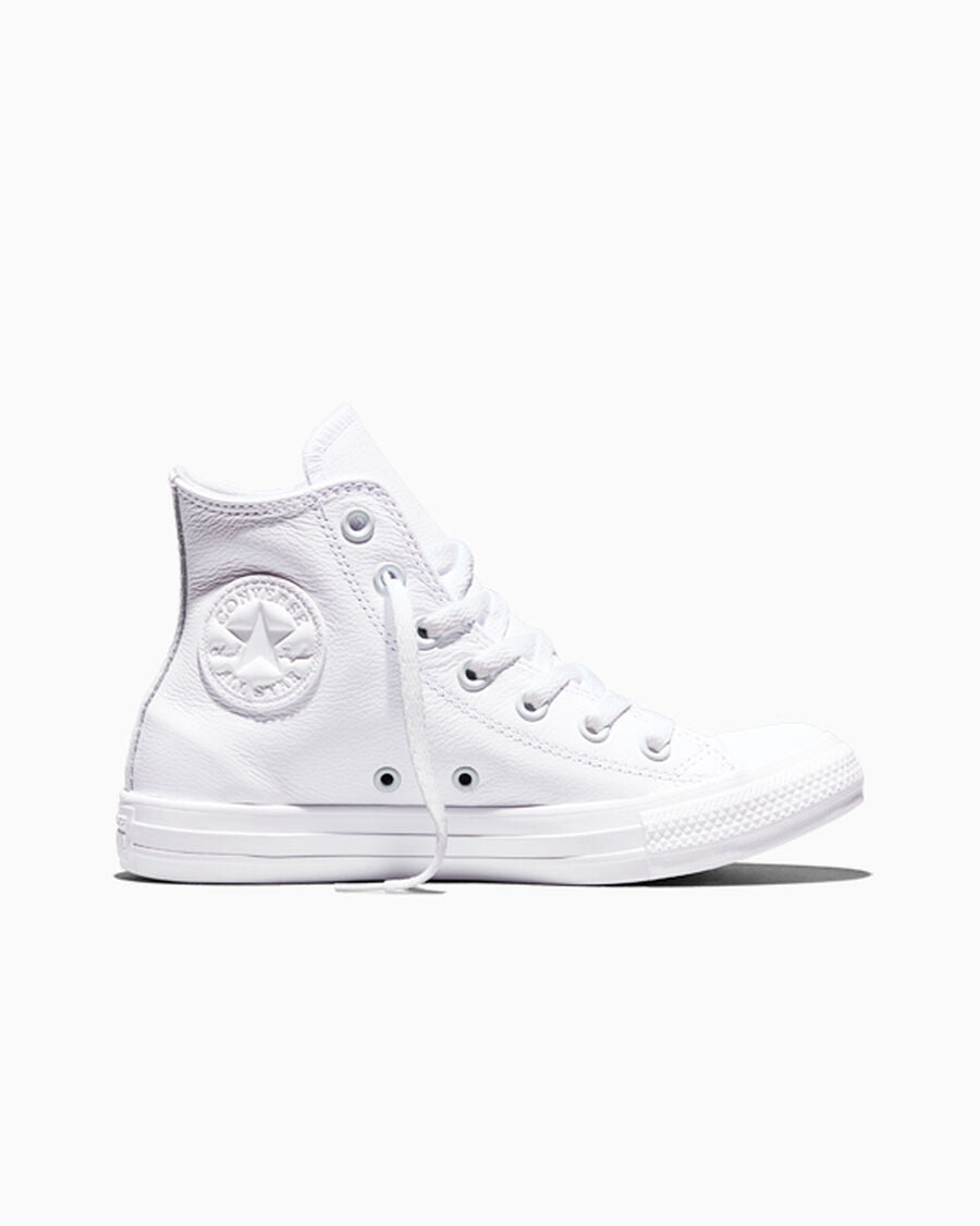 Leather High Top Sneaker - Black - White Monochrome