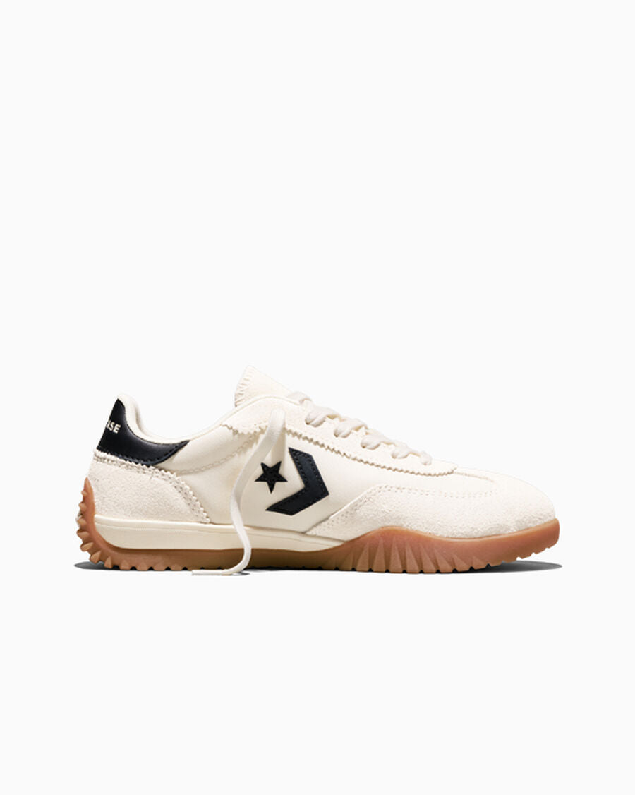 Unisex Nylon And Suede Low-Top Trainer - Egret/Black/Honey