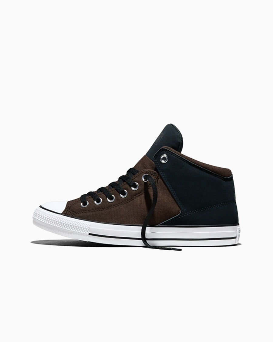 Colorblock Canvas Mid-Top Sneaker - Black/Fresh Brew/White