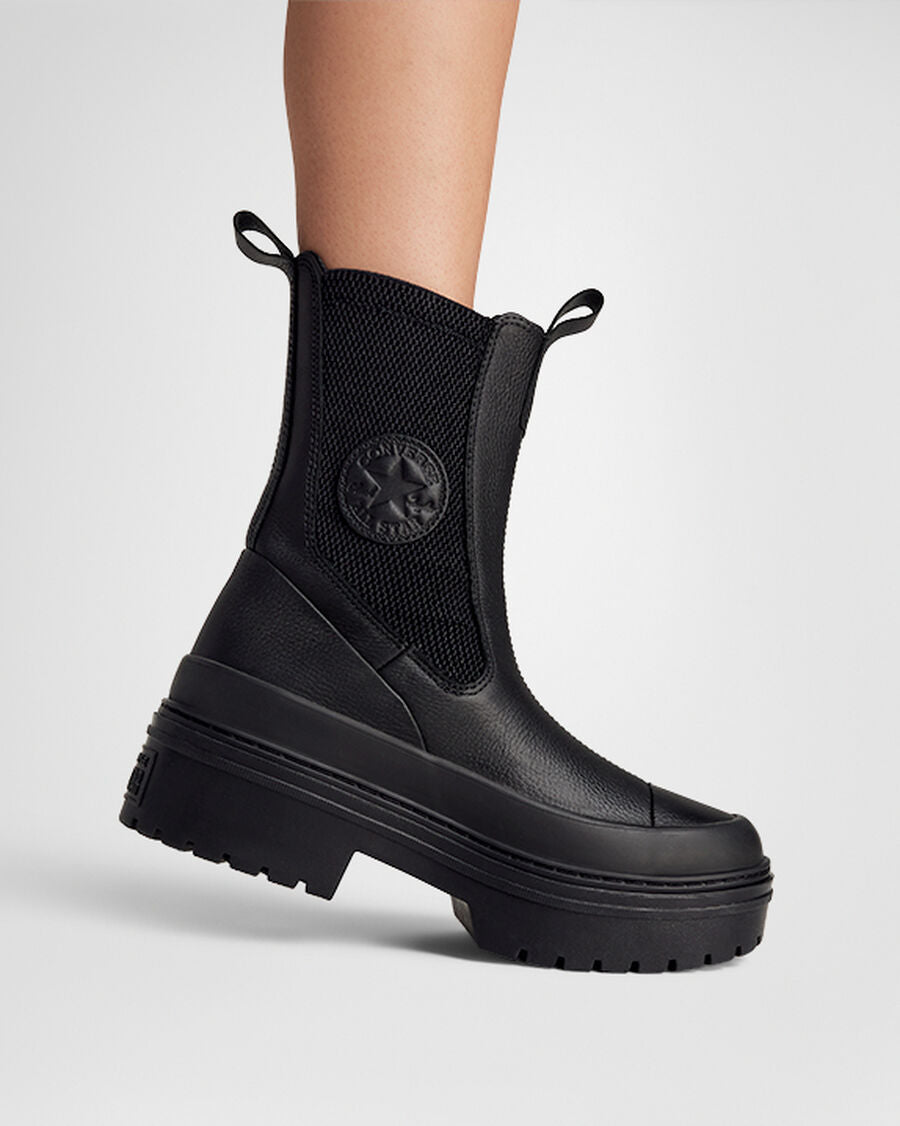 Women's Leather Lug Sole Chelsea Boot - Black - Black/Black/Black
