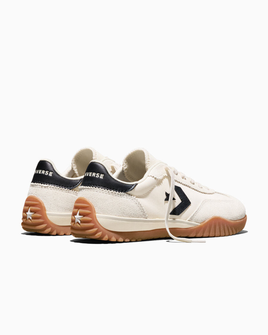 Unisex Nylon And Suede Low-Top Trainer - Egret/Black/Honey