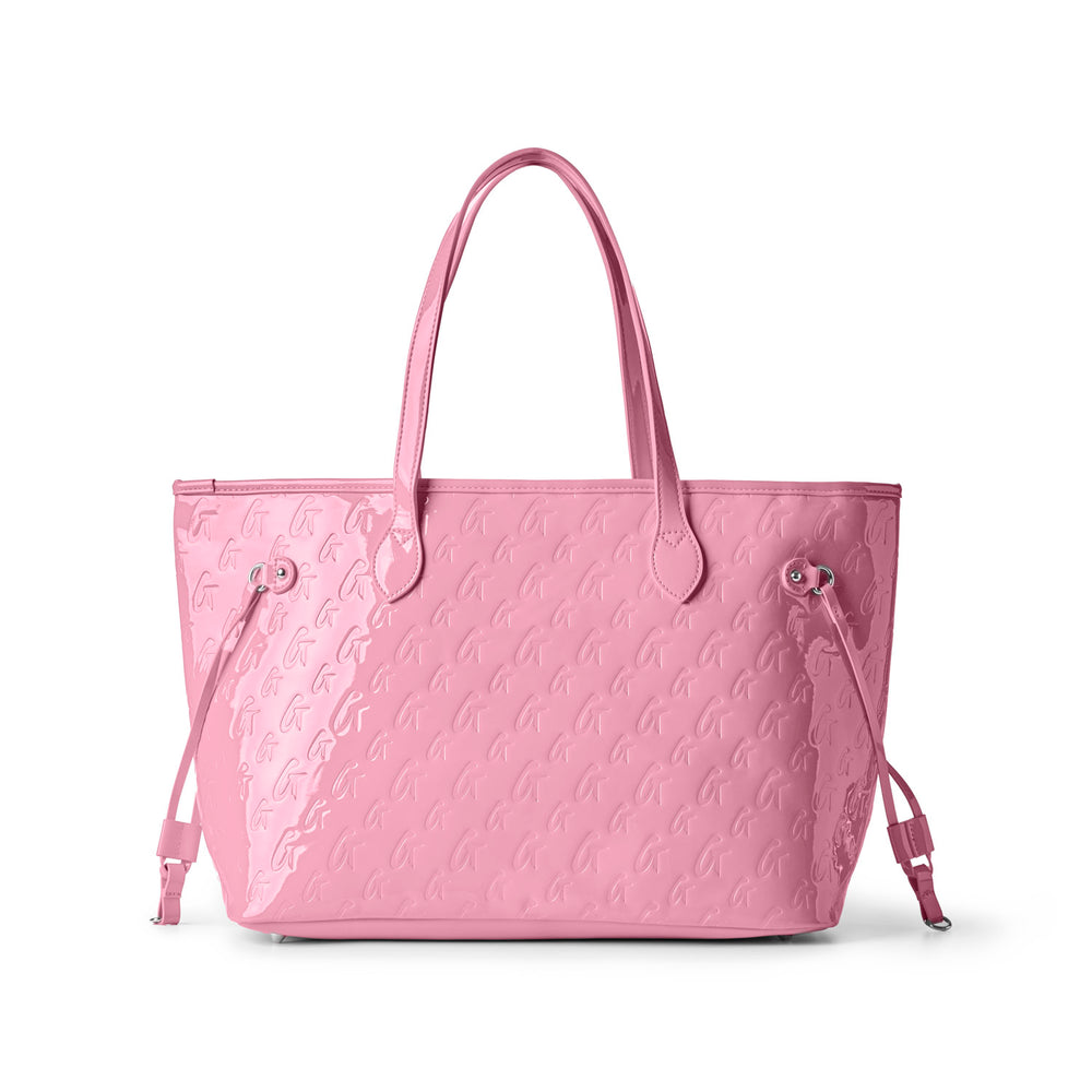 Vegan Leather Laptop Tote With Wristlet - Light Pink