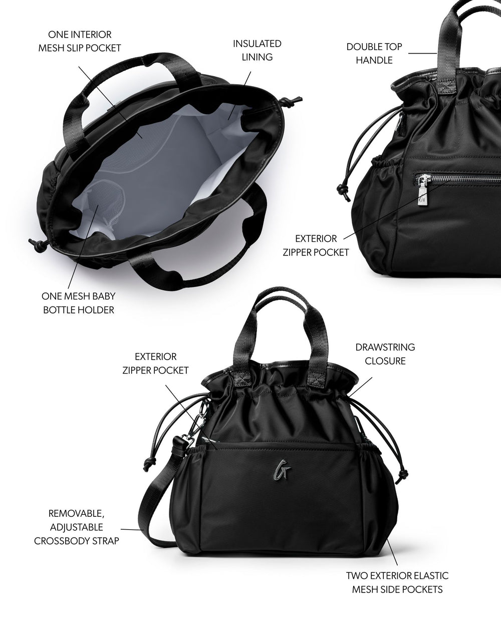 Insulated Nylon Lunch Bag - Black
