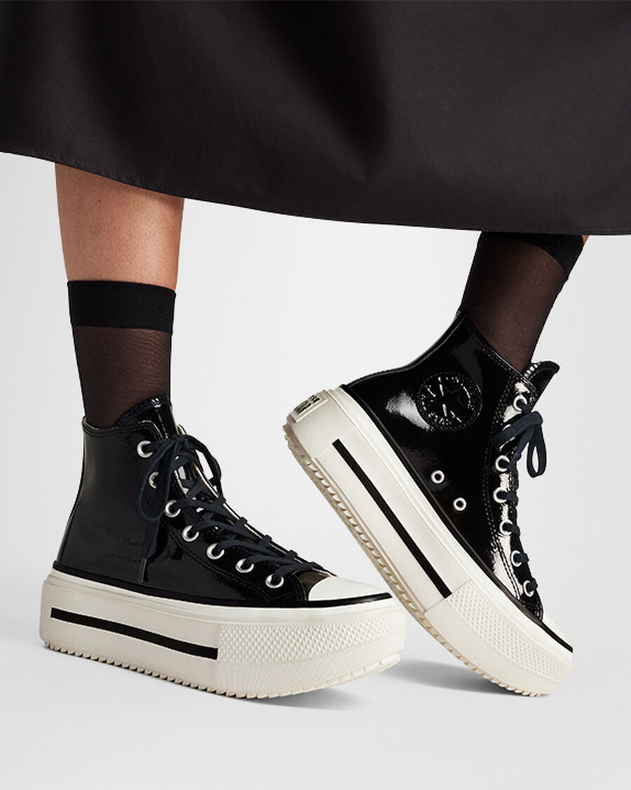 Unisex Patent Leather Platform High-Top