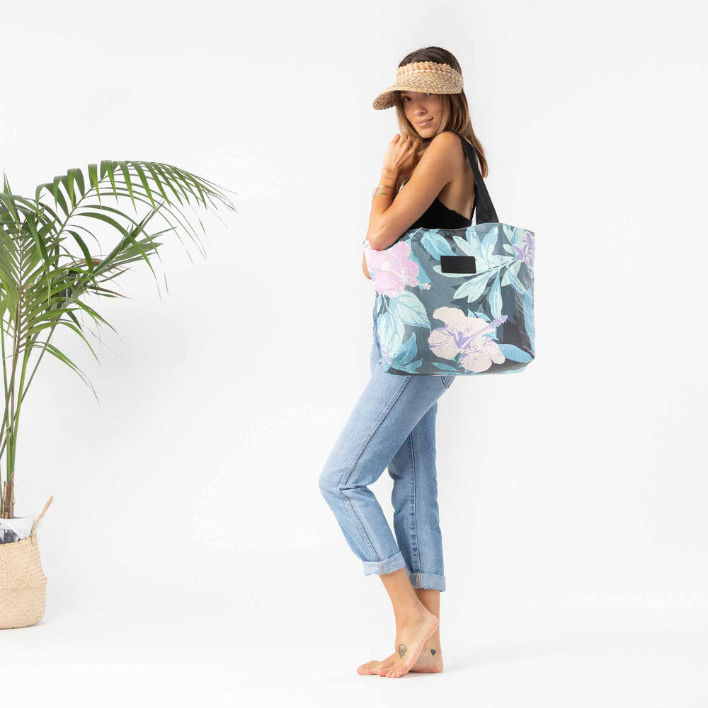 Expandable Nylon Tote - Tropical Print