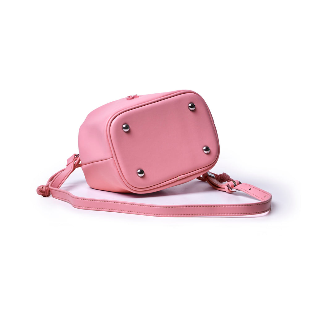 Mini Vegan Leather Bucket Bag - Soft Pink