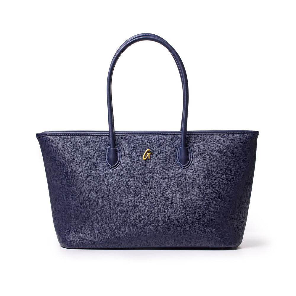 Vegan Pebble Leather Tote Bag - Navy