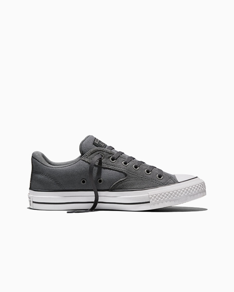 Canvas And Suede Padded Low Top Sneaker - Darker Grey/Black/White