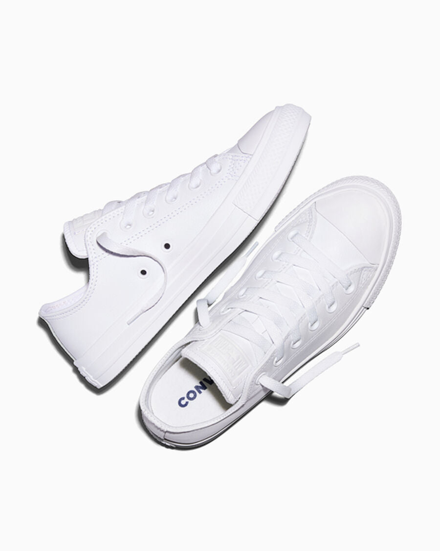 Leather Low Top Sneaker - Black - Mono White