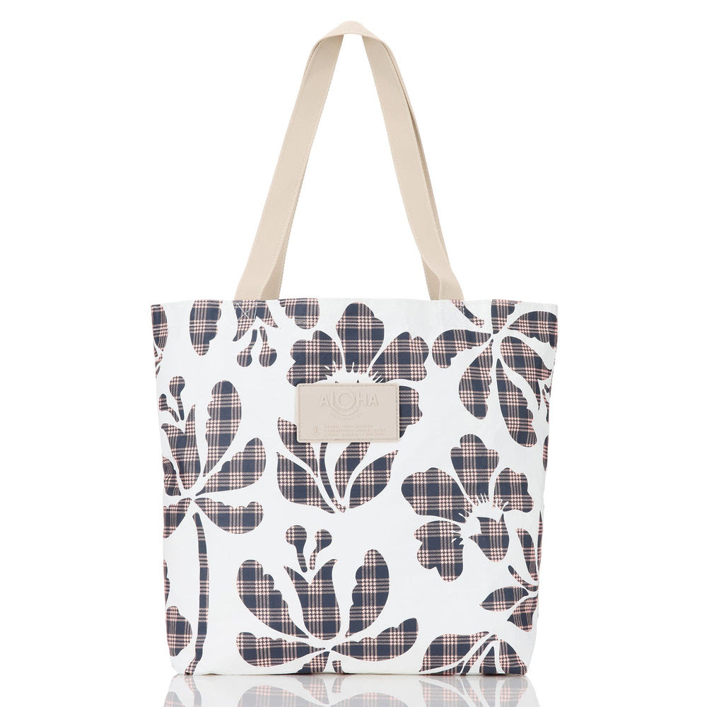 Reversible Open Top Tote - Floral Check