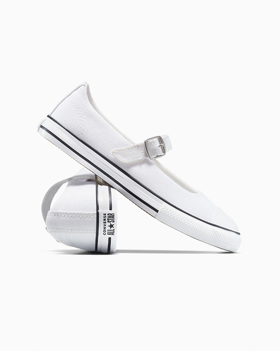 Canvas Mary Jane Sneaker - White/Black/White