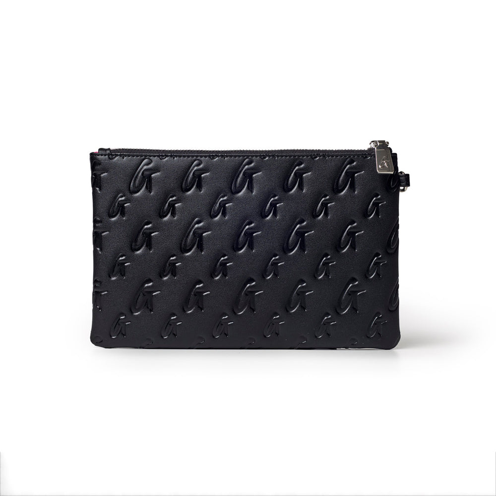 Vegan Leather Zip Wristlet - Black