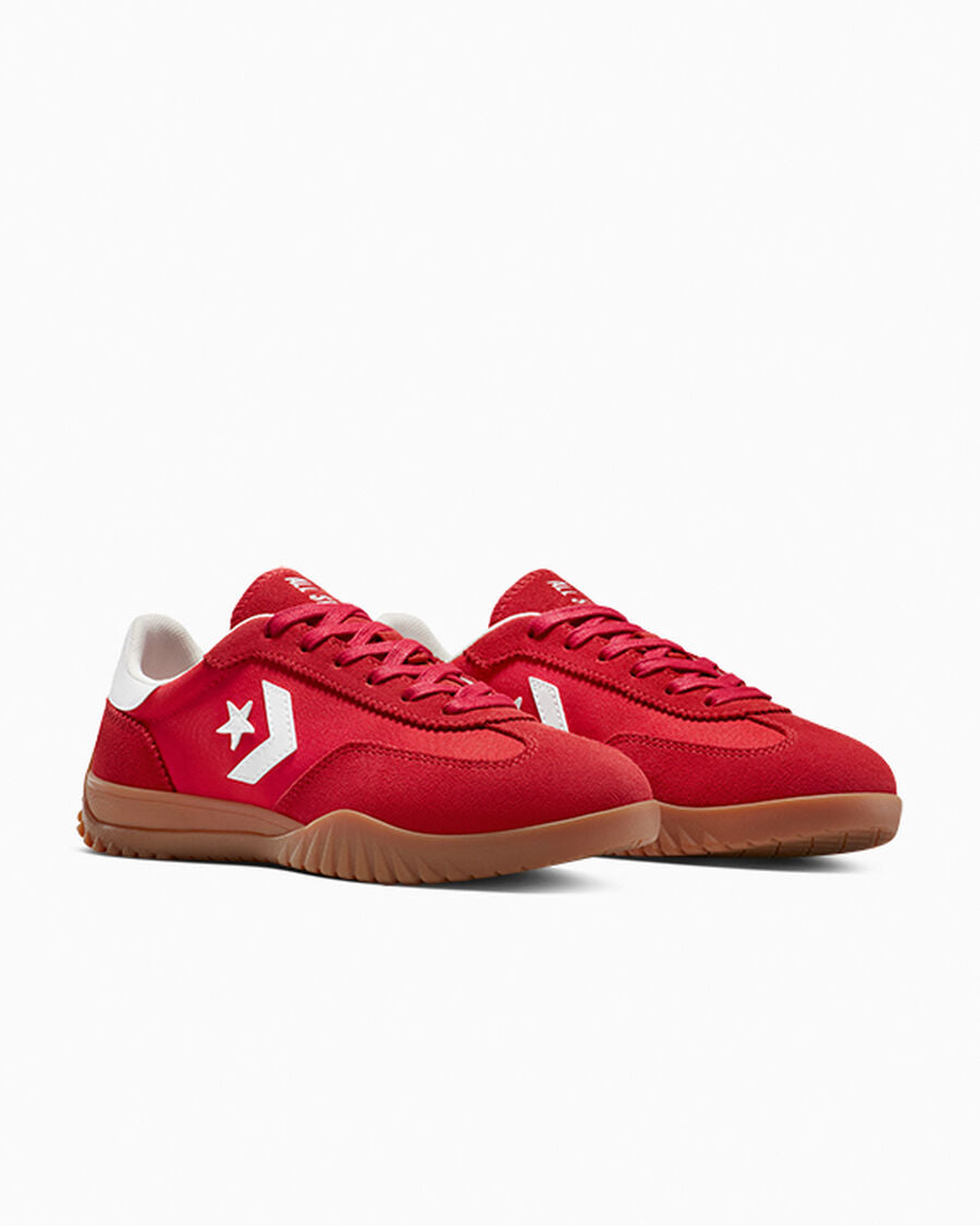 Unisex Nylon And Suede Low-Top Trainer - Red/White/Honey
