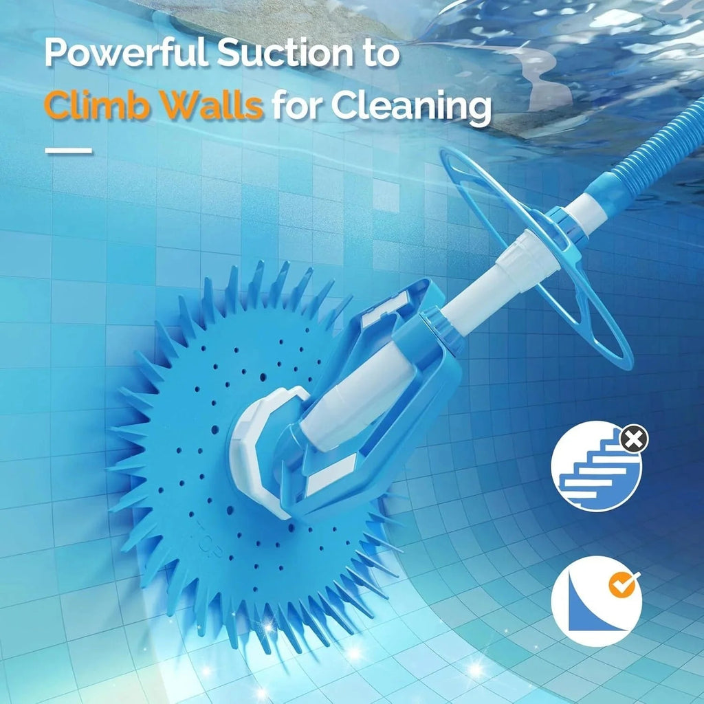 VINGLI Automatic Swimming Pool Vacuum Cleaner With 33FT Hoses, Navy Blue & White - Pool Cleaner 277
