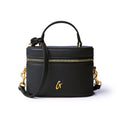 Mini Textured Vegan Leather Vanity Bag - Black