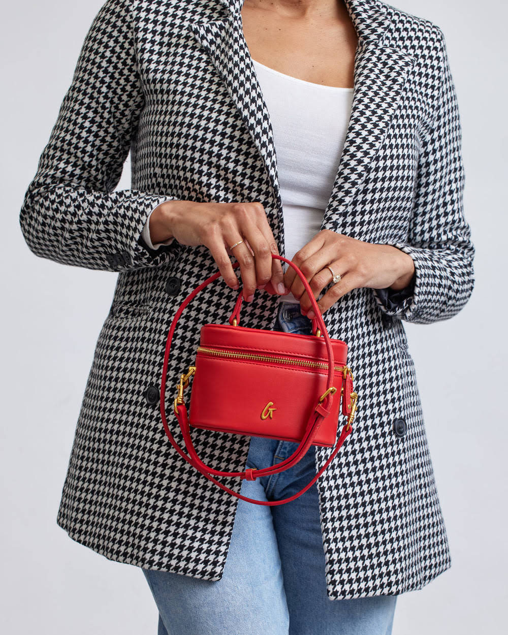 Mini Smooth Vegan Leather Vanity Bag - Red