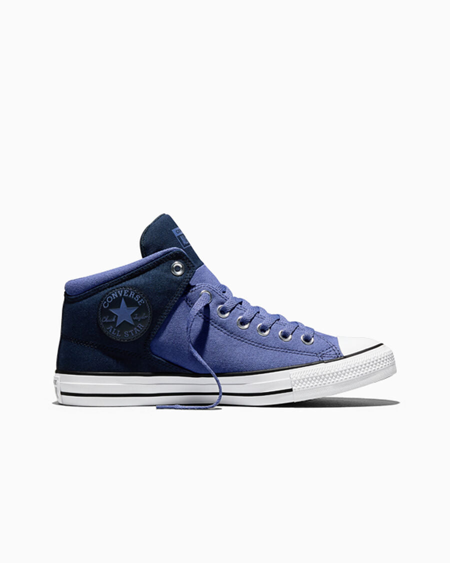 Colorblock Canvas Mid-Top Sneaker - Indigo Storm/Obsidian/White