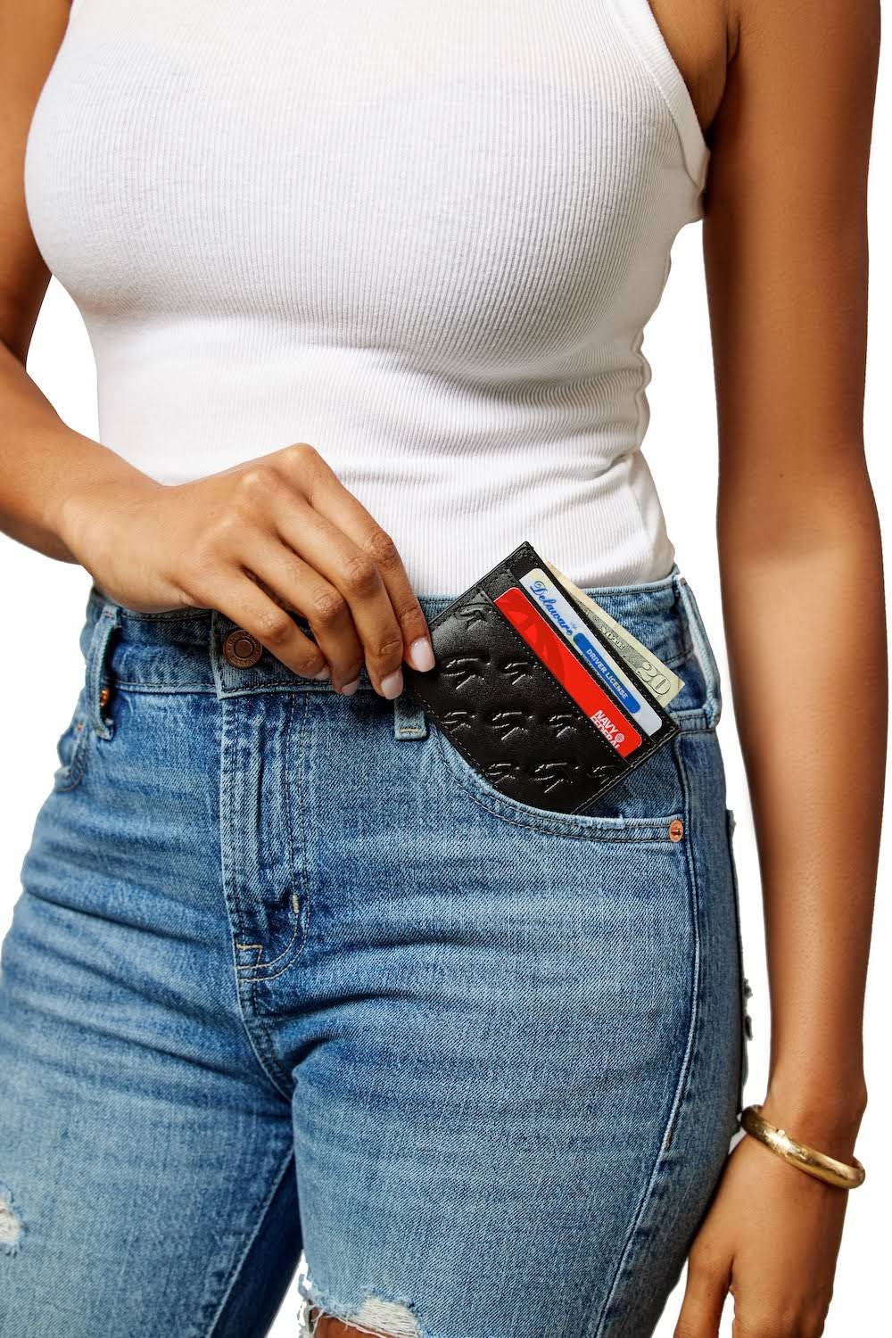 Vegan Leather Card Holder - Matte Black
