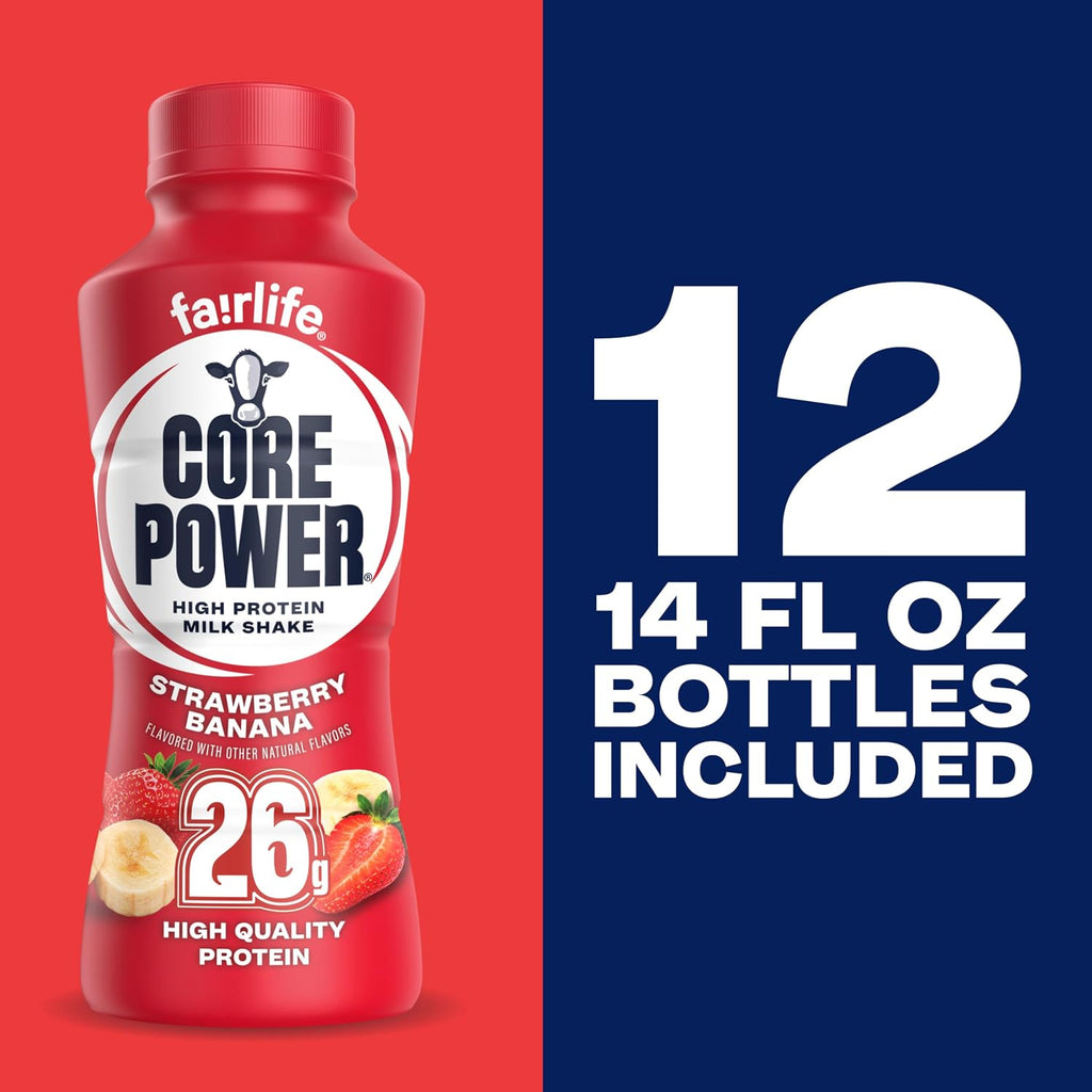 Strawberry Banana Protein Milk Shake, 14 oz, 12 Pack