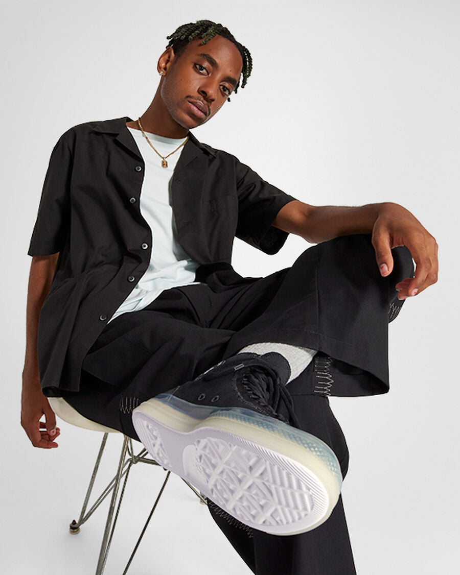 Canvas Utility High Top Shoe - Black - Black/White/Black